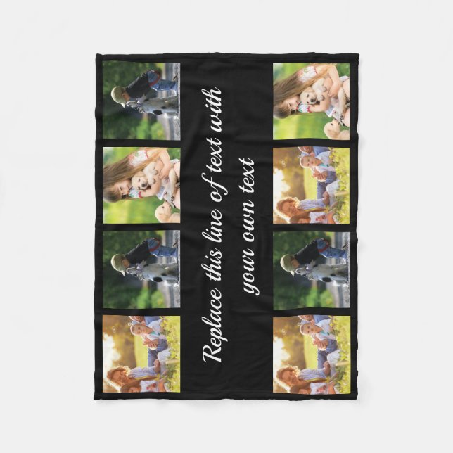 Personalize photo collage and text fleece blanket (Front)
