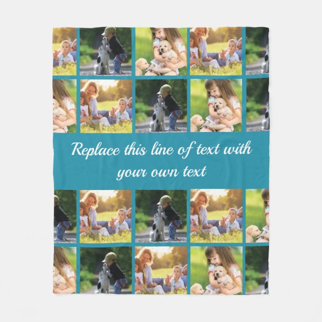 Personalize photo collage and text fleece blanket (Front)