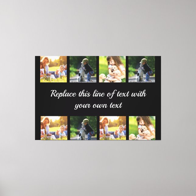 Personalize photo collage and text fleece blanket canvas print (Front)