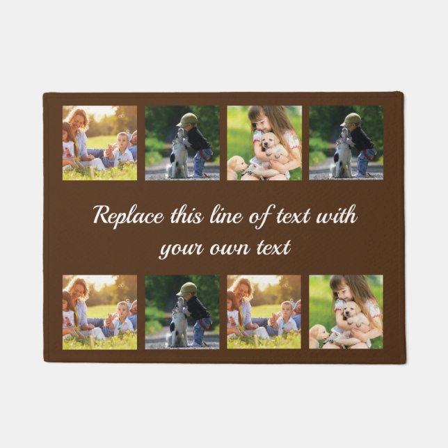 Personalize photo collage and text fleece blanket doormat (Front)