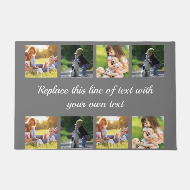 Personalize photo collage and text fleece blanket doormat (Front)