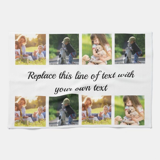 Personalize photo collage and text fleece blanket kitchen towel (Horizontal)