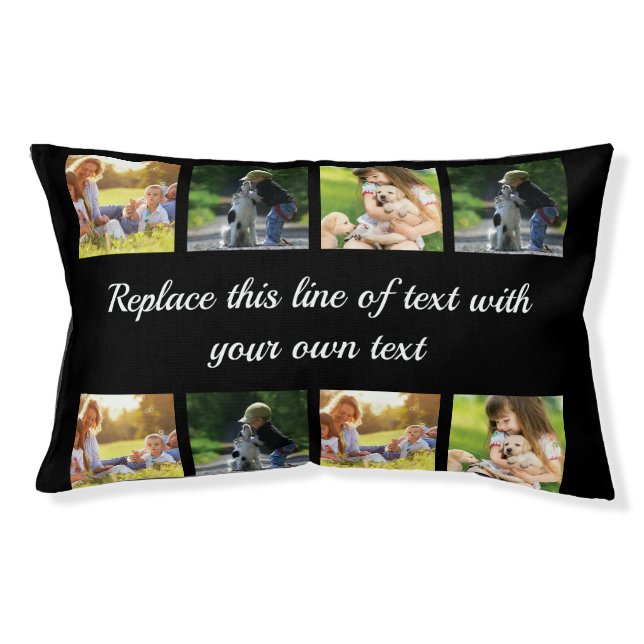 Personalize photo collage and text fleece blanket pet bed (Front)