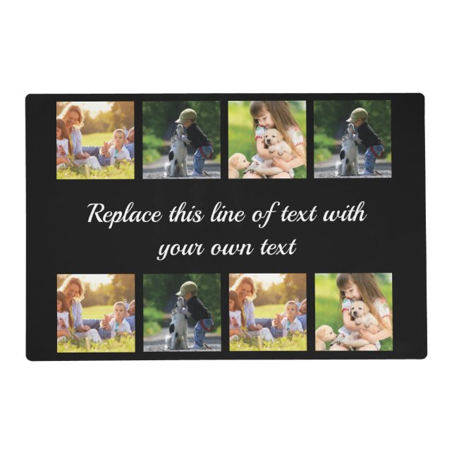 Personalize photo collage and text fleece blanket placemat (Front)