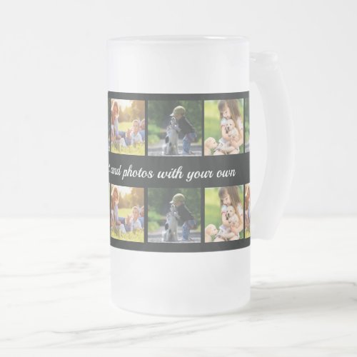 Personalize photo collage and text frosted glass b frosted glass beer mug