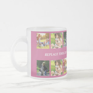 Personalize photo collage and text frosted glass coffee mug