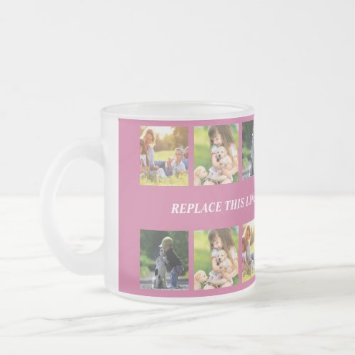 Personalize photo collage and text frosted glass coffee mug