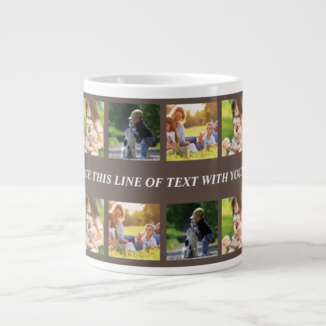 Personalize photo collage and text giant coffee mug (Front)