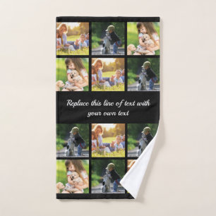 Personalize photo collage and text hand towel