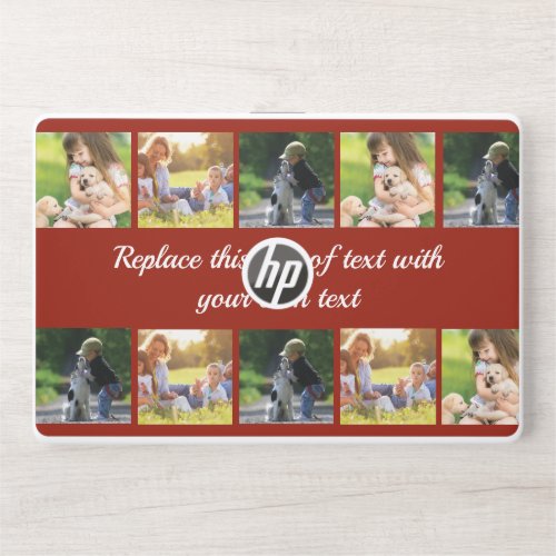 Personalize photo collage and text HP laptop skin