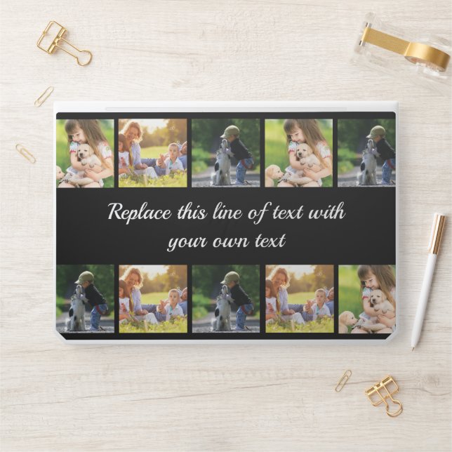 Personalize photo collage and text HP laptop skin (Desk)