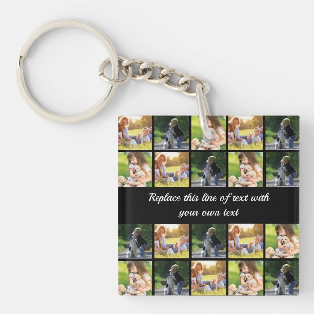 Personalize photo collage and text keychain (Front)