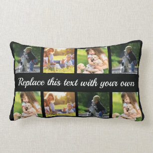 Personalize photo collage and text lumbar pillow