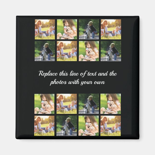 Personalize photo collage and text magnet (Front)