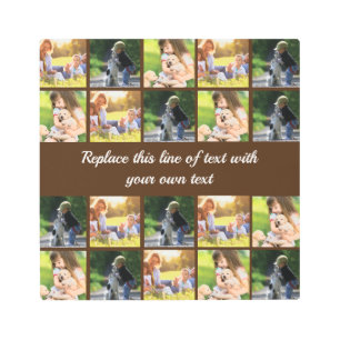 Personalize photo collage and text metal print