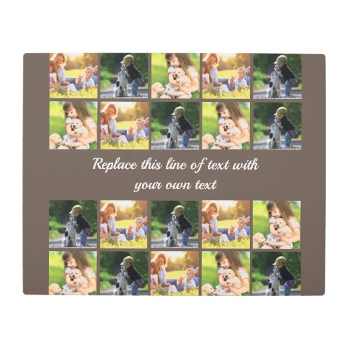 Personalize photo collage and text metal print