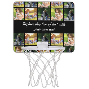 Personalize photo collage and text mini basketball hoop
