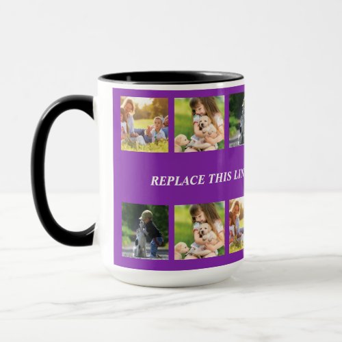 Personalize photo collage and text mug