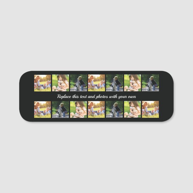 Personalize photo collage and text name tag (Front)