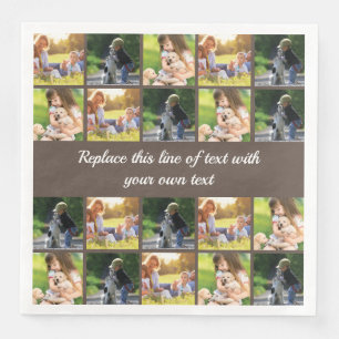 Personalize photo collage and text paper dinner napkins