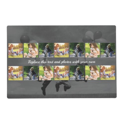 Personalize photo collage and text placemat
