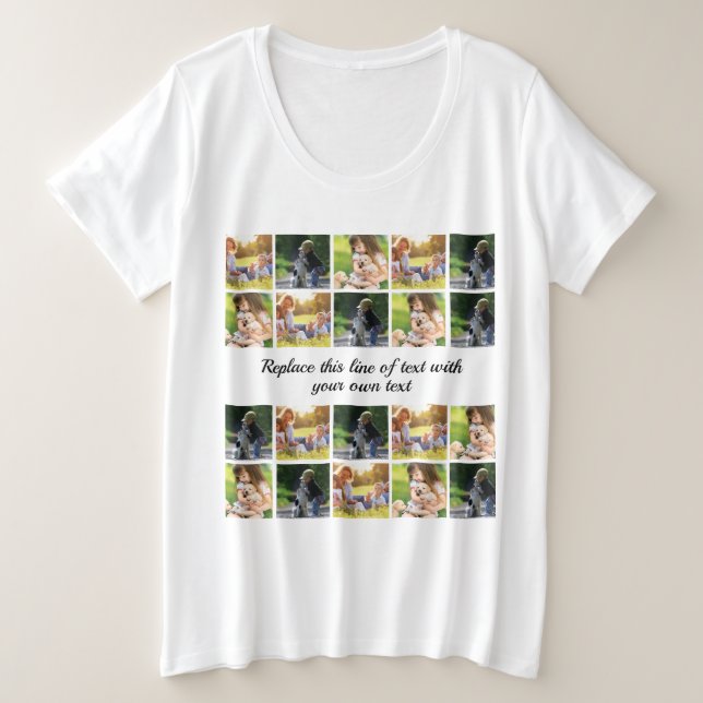 Personalize photo collage and text plus size T-Shirt (Design Front)