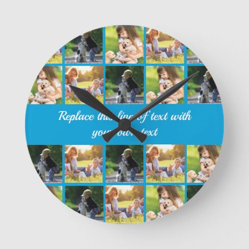 Personalize photo collage and text round clock