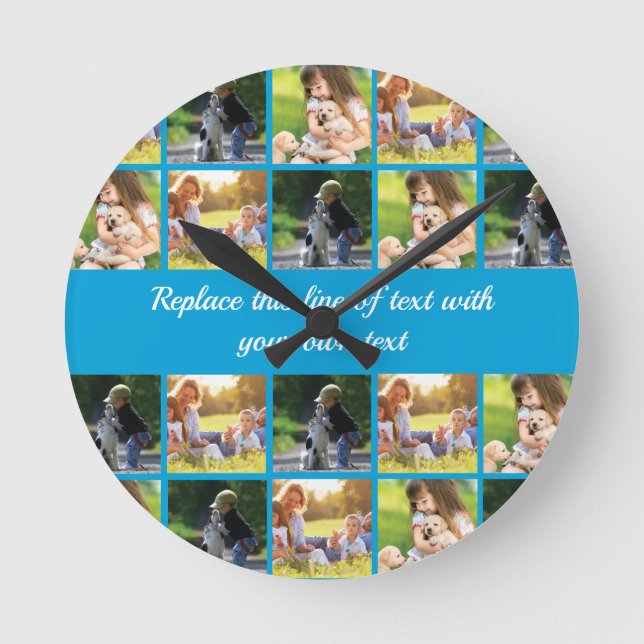 Personalize photo collage and text round clock (Front)