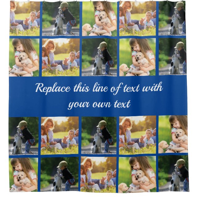 Personalize photo collage and text shower curtain (Front)