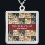 Personalize photo collage and text silver plated necklace<br><div class="desc">Personalize photo collage and text</div>