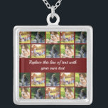 Personalize photo collage and text silver plated necklace<br><div class="desc">Personalize photo collage and text</div>
