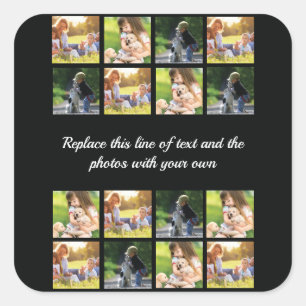 Personalize photo collage and text square sticker