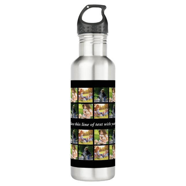 Personalize photo collage and text stainless steel water bottle (Front)