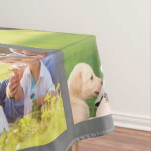 Personalize photo collage and text tablecloth