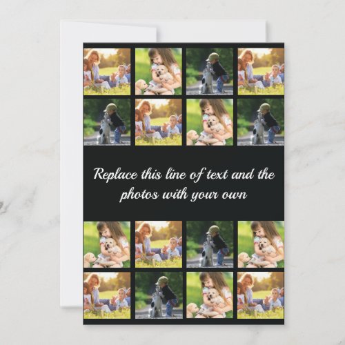 Personalize photo collage and text thank you card