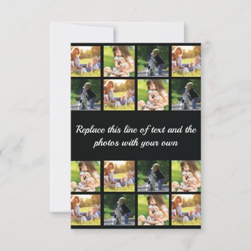 Personalize photo collage and text thank you card