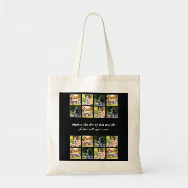 Personalize photo collage and text tote bag (Front)