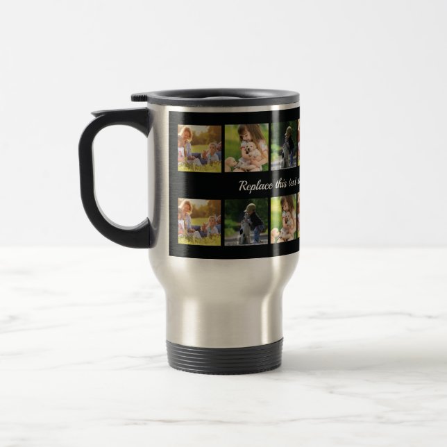 Personalize photo collage and text travel mug (Left)