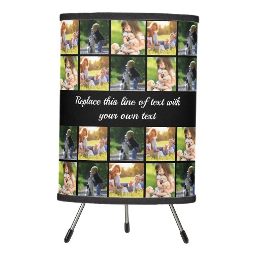 Personalize photo collage and text tripod lamp