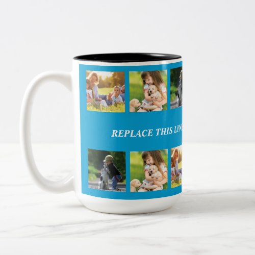 Personalize photo collage and text Two_Tone coffee mug