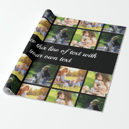 Personalize photo collage and text wrapping paper