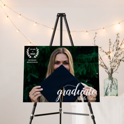 Personalize Photo Elegant Script Grad Party Foam Board