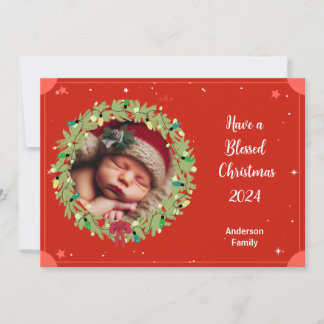 Personalize Photo Flat Christmas Holiday Card