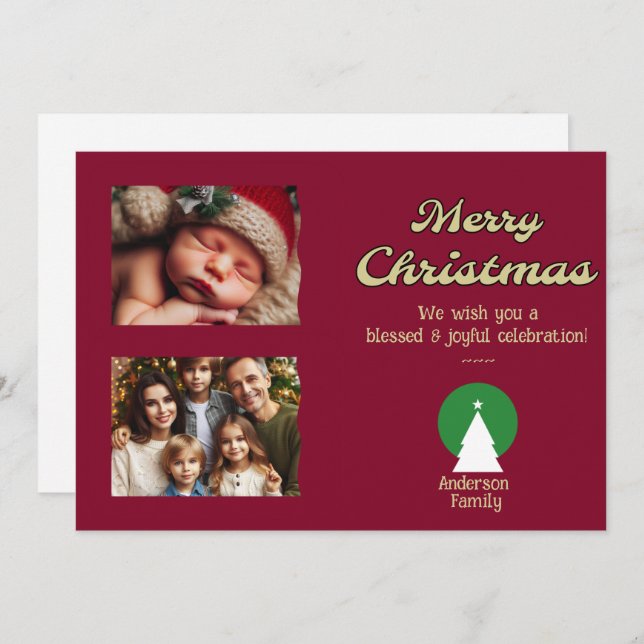 Personalize Photo Flat Christmas Holiday Card (Front/Back)