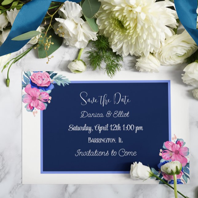 Personalize Photo Floral  Wedding Save the Dates Invitation (Creator Uploaded)