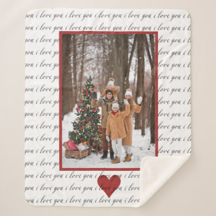 Personalize Photo I love you  Sherpa Blanket