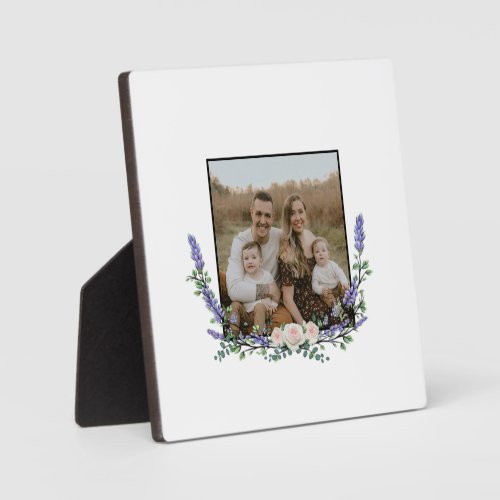 Personalize photo lavender eucalyptus pink rose plaque
