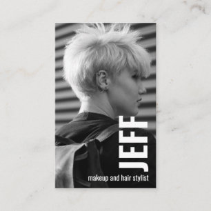 Personalize Photo Minimalist Hairstylist Salon Business Card
