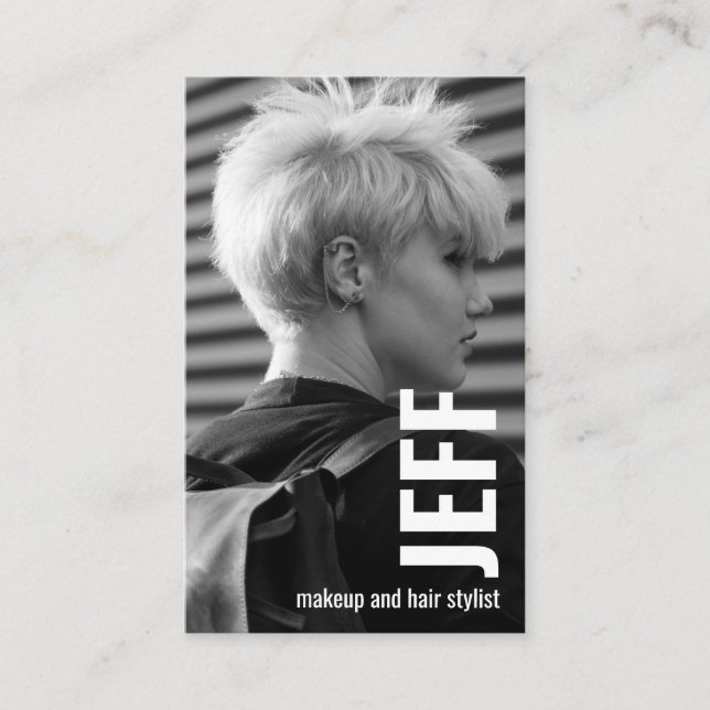 Personalize Photo Minimalist Hairstylist Salon Business Card (Front)