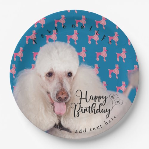 Personalize Photo Pet Dog Blues Poodle  Paper Plates